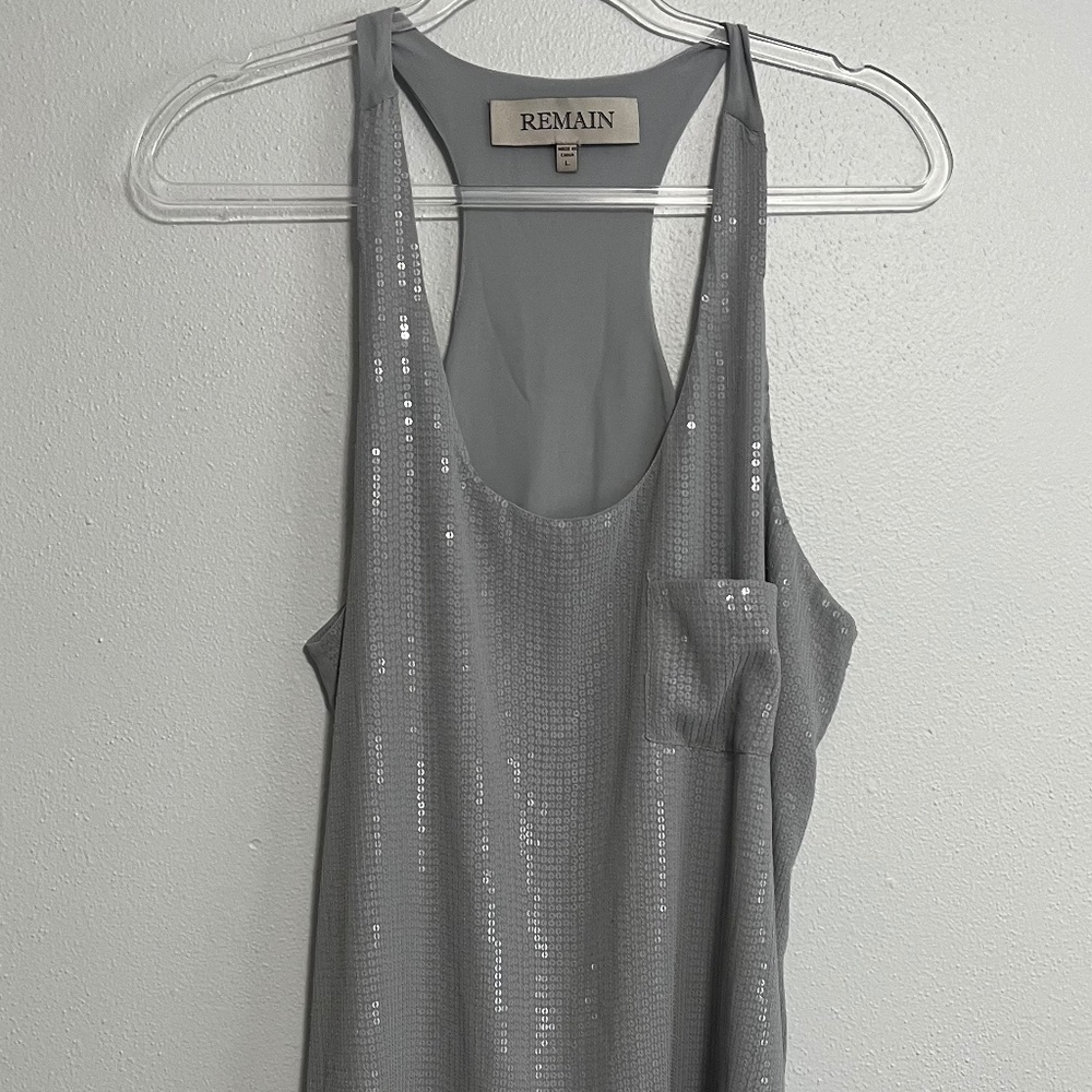 Remain Size L Tank Grey/Silver sequined